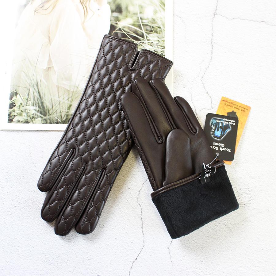 

Женские модные перчатки из овчины с сенсорным экраном, вышивкой, в новом стиле, с бархатной подкладкой, зимние, холодные и теплые кожаные перчатки 8 1/2