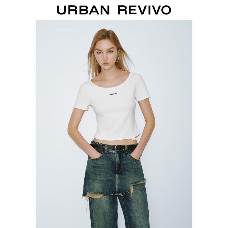 

UR Women s Summer Letter Embroidery Back Ribbon T-Shirt M