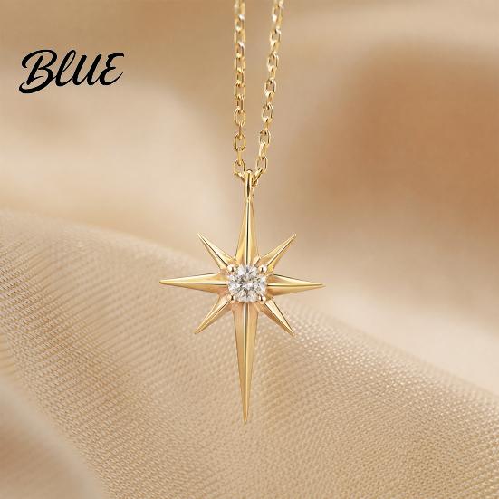 Versatile Style Necklace Mini Eight-Pointed Star for Women Rhinestone Polished