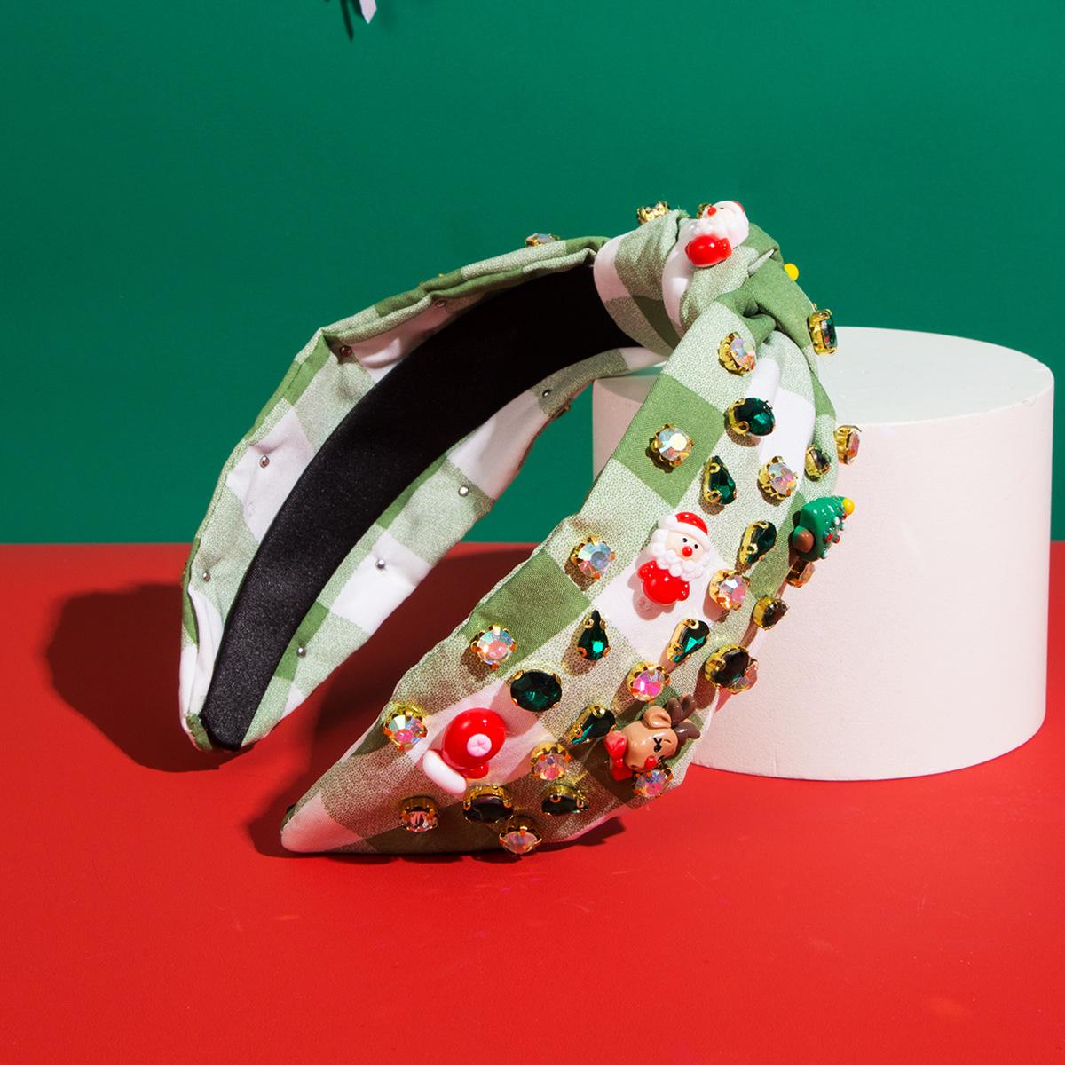 

Повязка на голову для женщин, рождественская красочная бирюзовая инкрустация кристаллами с широким краем, повязка на голову ярких цветов, универсальный головной убор One Size зелёный