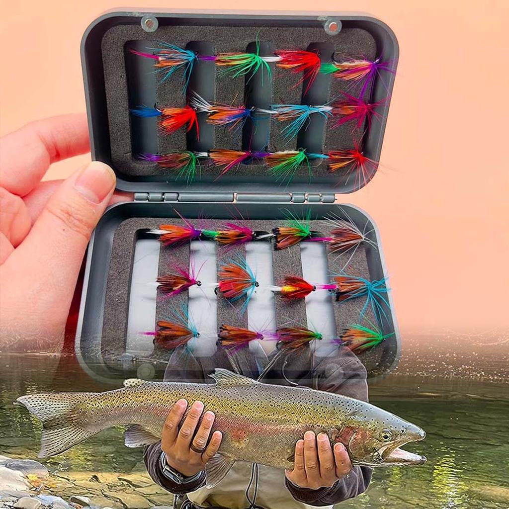 24Pcs/Box-Dry Fly/Handcrafted Mixed Colors Moth Bait Fly Fishing Kit for Trout Bass Salmon (Butterfly) Material Artificial Feather&Rayon