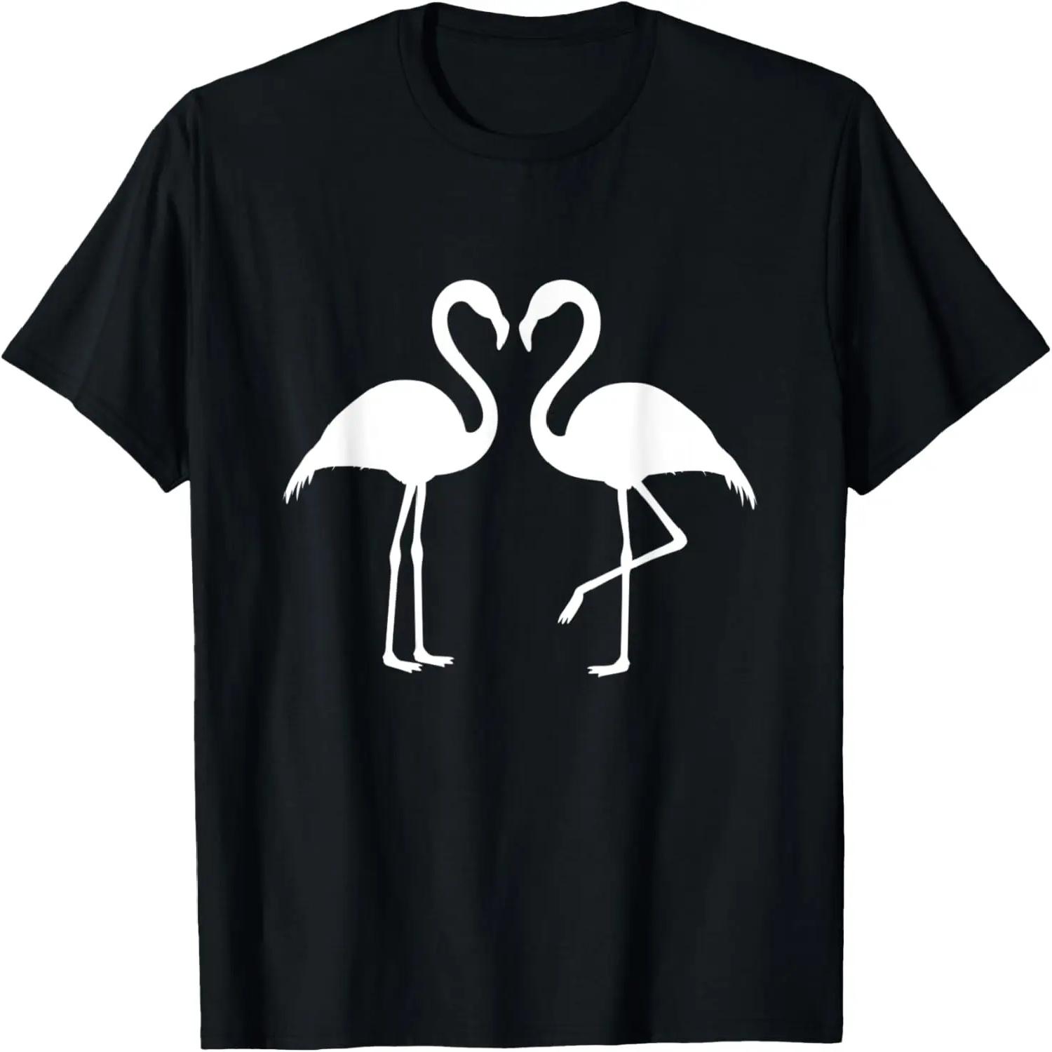 Flamingo Couple Tropical Love Heart T-Shirt S