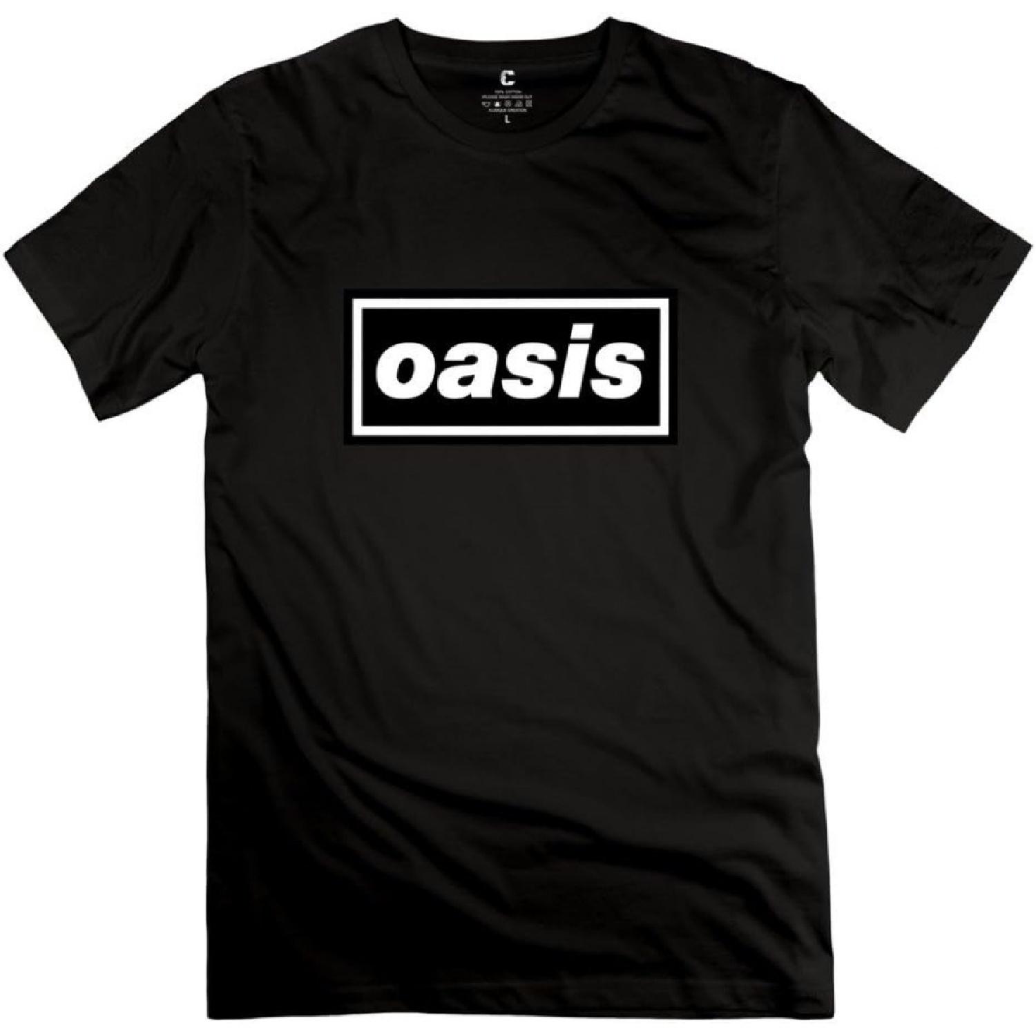 

Men s Oasis Band Logo Retro Short Sleeve T-shirt Black US Size XXL XXXXXL різнокольоровий