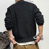 Fall Winter Men Sweater Cardigan Round Neck Knit Thick Elastic Long Sleeves Relaxed Fit Warm One Tone Zip-up Knitwear Daily Wear Sw