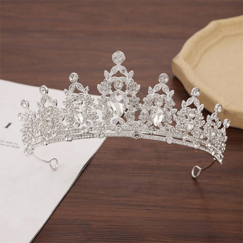 Shiny Bridal Jewelry Sets Baroque Style Crystal Headdress Tiara Earrings Necklace  Pageant