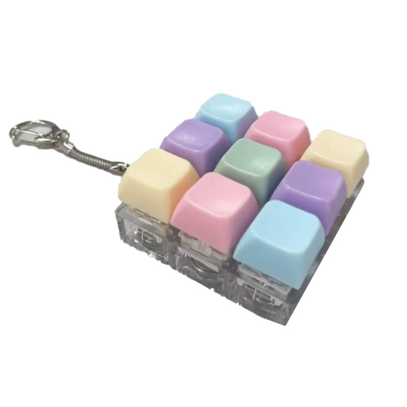Finger Keychain Decompression Decor Keychain Toy 1/4/5/9 Keyboard Key Anti Stress Relief Game Button Office Desk Accessories