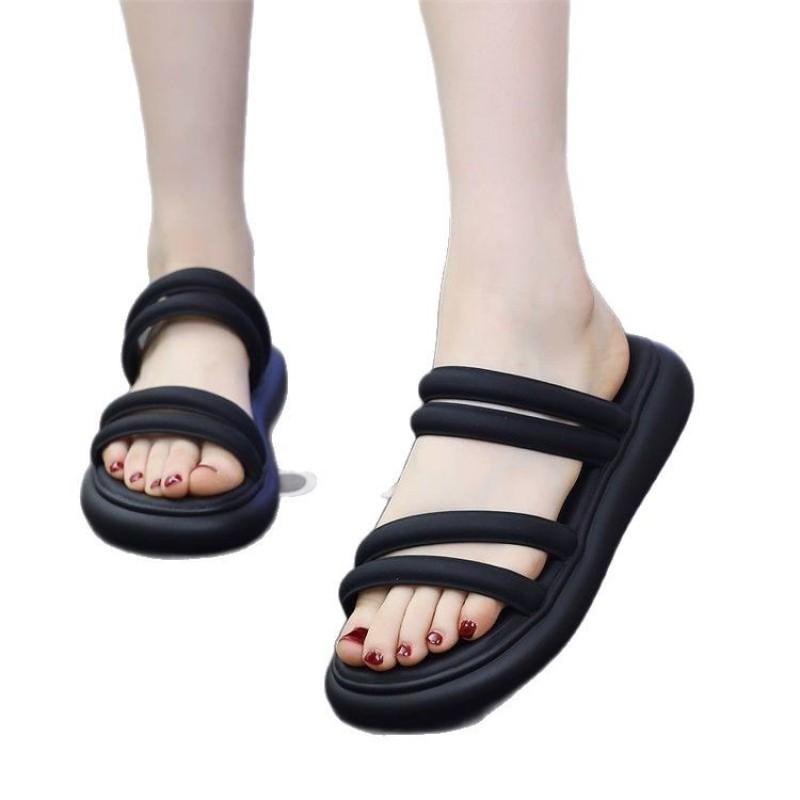 Cool Slippers for Women To Wear In Summer, New Thick-soled Beach Sandals, Fashionable Women's High-end Sense of Pregnant Women, One-word Drag