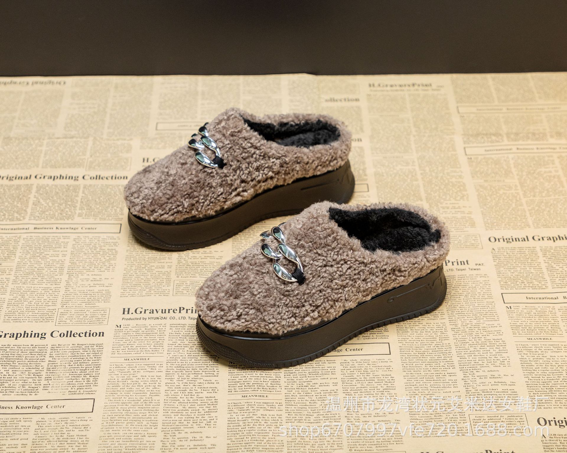 

Fujin 7.5 см Новые зимние плюшевые женские тапочки из искусственной кожи на платформе с танкеткой, теплые шлепанцы для женщин, осенне-весенняя обувь 39