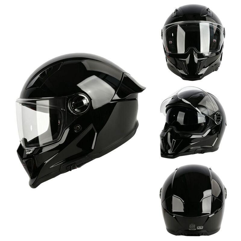 Full Face Motorcycle Helmet Men Women DOT Certified All Season Riding With Winter Liner Gloss Black - Dual Lens DOT Full Face Helmet