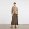 ELLE French Style Solid Color Mid-Length Pleated Skirt Wool Casual Long Skirt Women skirts Brown ER49917