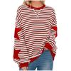 Women's Crew Neck Long Sleeve Sweatshirt A Line Fit Striped Star Patchwork Casual Spring Pullover Top