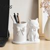 Cat Pen Holder, Cute Kitty Desk Organizer with Pens, Pencils, Makeup Brushes, 3D Printed Cat Sculpture for Home Office Desk Decor