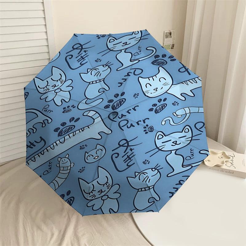 

1PC cat purr Automatic Open/Close Umbrella with Windproof, 8-Rib Sturdy Canopy, Durable Ribs, Fashionable Design1300A