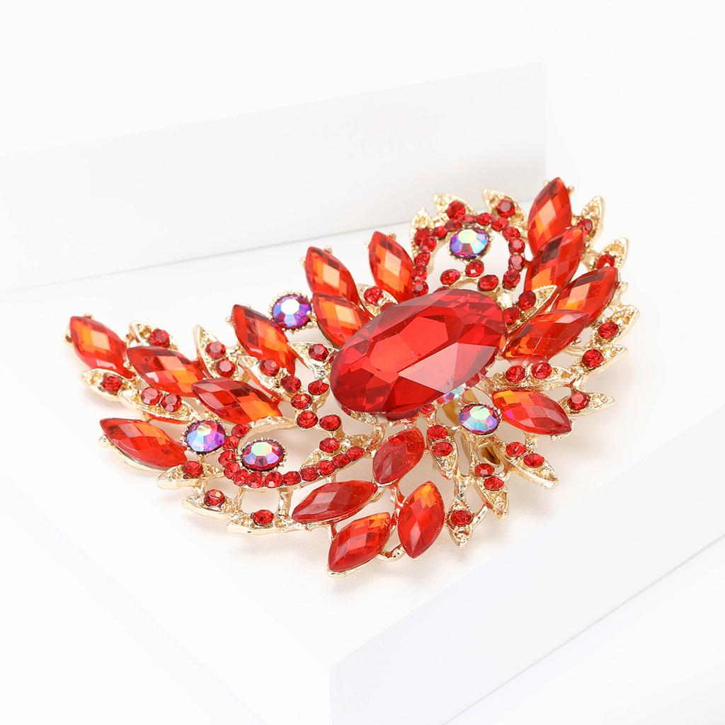 Africká slitina diamantová velká skleněná brož, luxusní jemná dámská obleková ozdoba na kabát a korsáž