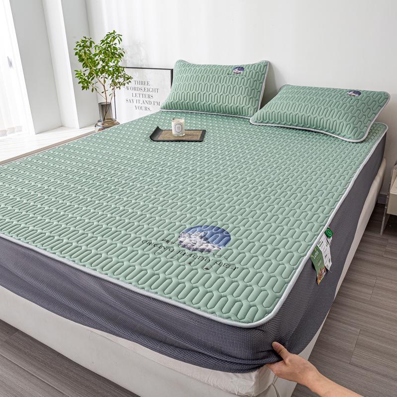 Class A Ice Silk Latex Cooling Mat Set: Washable, Antibacterial, Mother & Baby Safe, Fitted Sheet Style