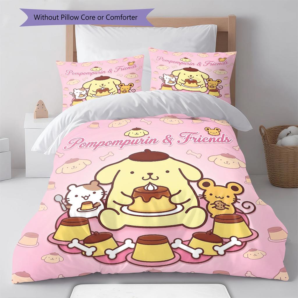 Pompompurin Pattern Bedding,Quilt Set Quilt Cover Pillowcase Home Birthday Gift(1 * Duvet Cover + 2 * Pillowcase, Without Core)
