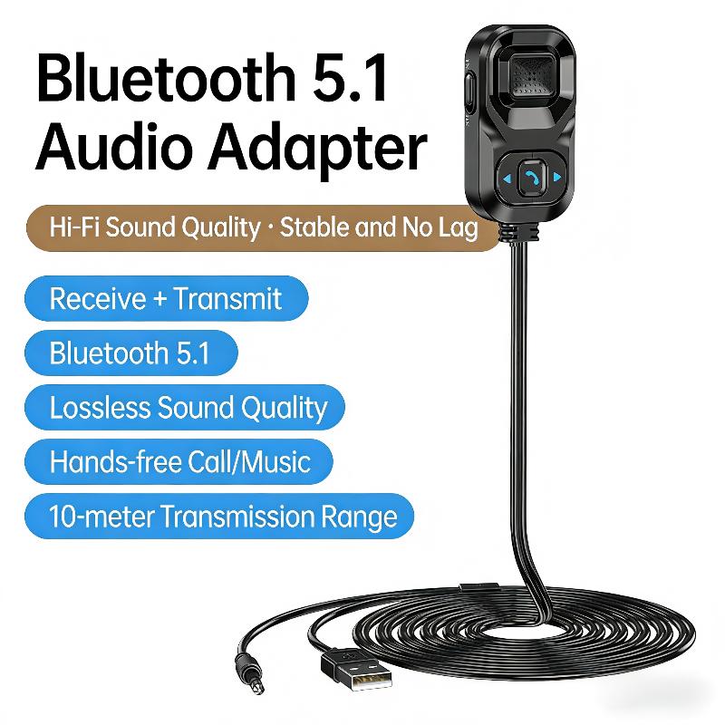 Bluetooth 5.1 Receiver For Car, 2-in-1 RX/TX Noise Cancelling Bluetooth 3.5mm AUX Adapte Support Siri For Car Stereo/Home Stereo
