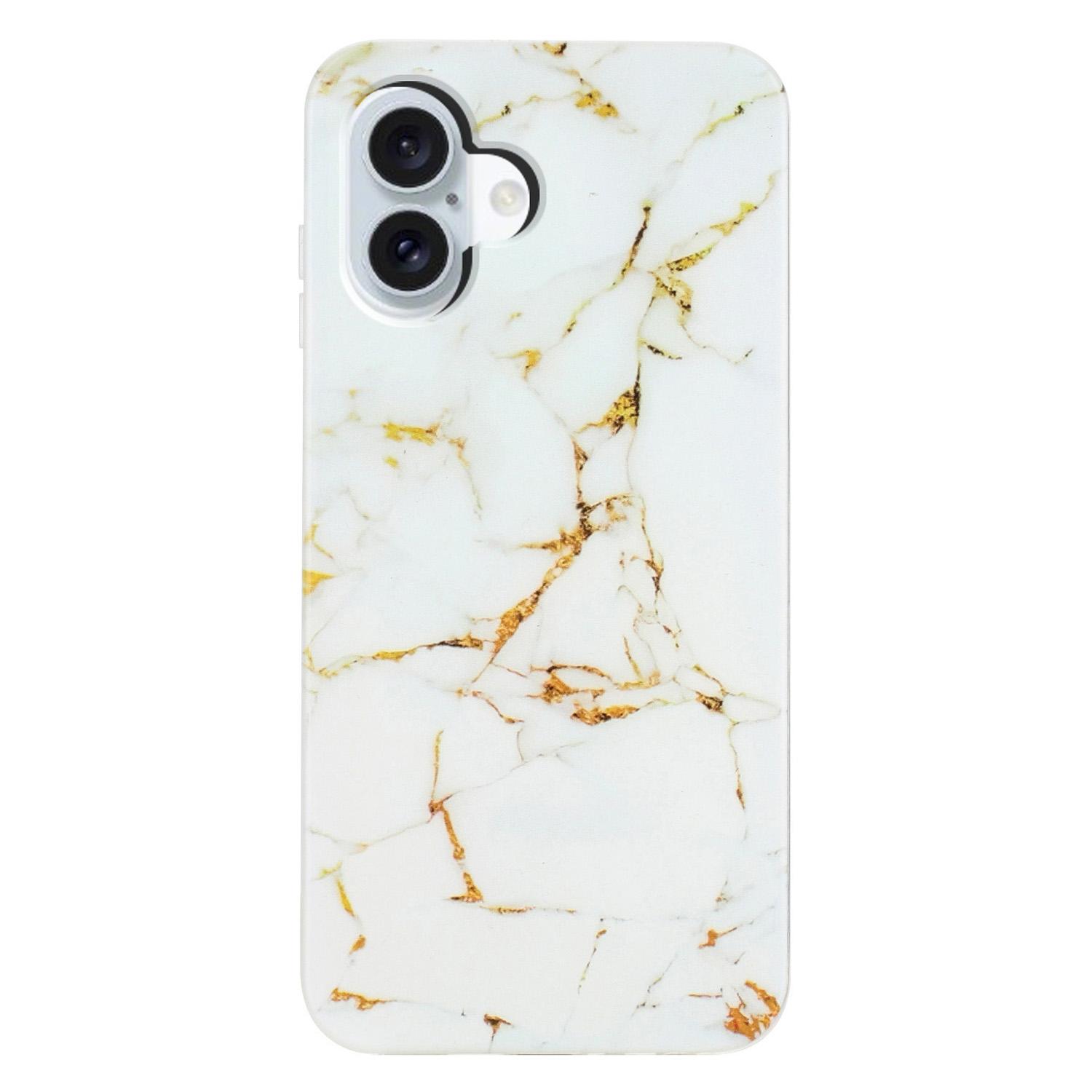 

For iPhone 17 Case Marble Pattern Painted TPU Phone Back Cover White