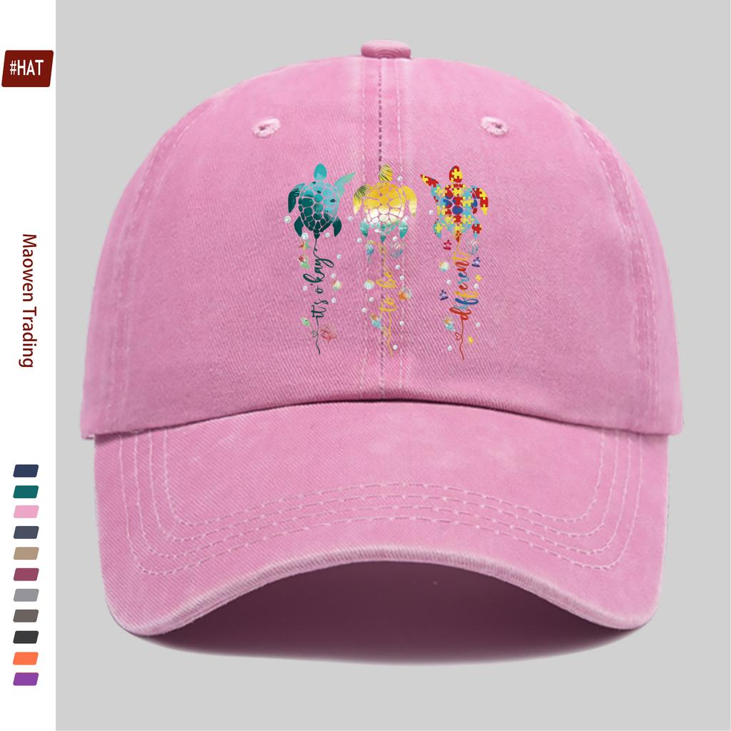 pc Casual Multicolor Turtle Print Baseball Cap Marine Animal Printed Trucker Sun Hat Comfortable Lightweight Papa Hat Dad Mo