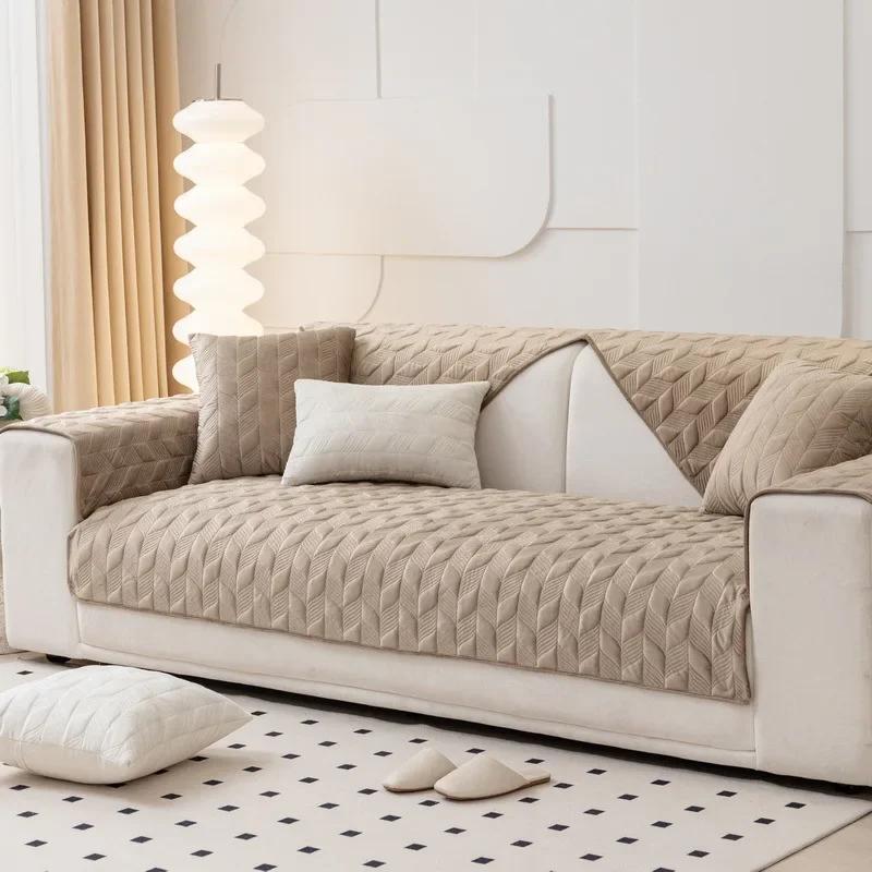 Zesílený holandský sametový polštář na pohovku Zimní žakárový teplý potah na pohovku do obývacího pokoje Protiskluzový potah na opěradlo pohovky Měkký ručník na područky