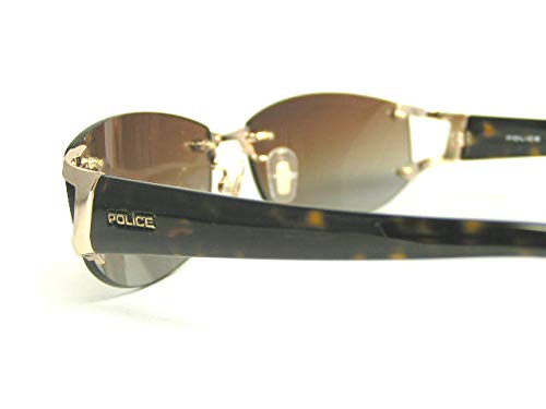 Police Sonnenbrille POLICE SPLC60J 0300 59 mit Etui UV-Schutz Randlos Zweipunkt Japan Modell 2021 Modell Oval Titan-Kombinationsrahmen Glänzend