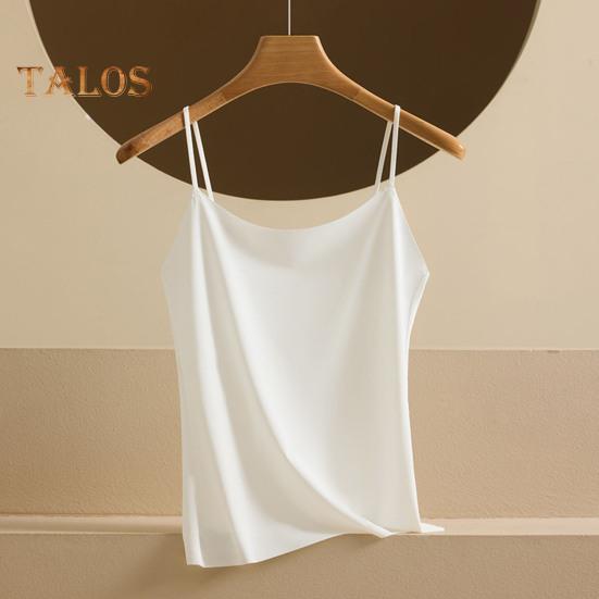 Dámský top tílko z umělého hedvábí Ledové hedvábí Saténové tílko Špagetová ramínka Bez rukávů Cami top Kulatý výstřih Hedvábná Letní základní halenka