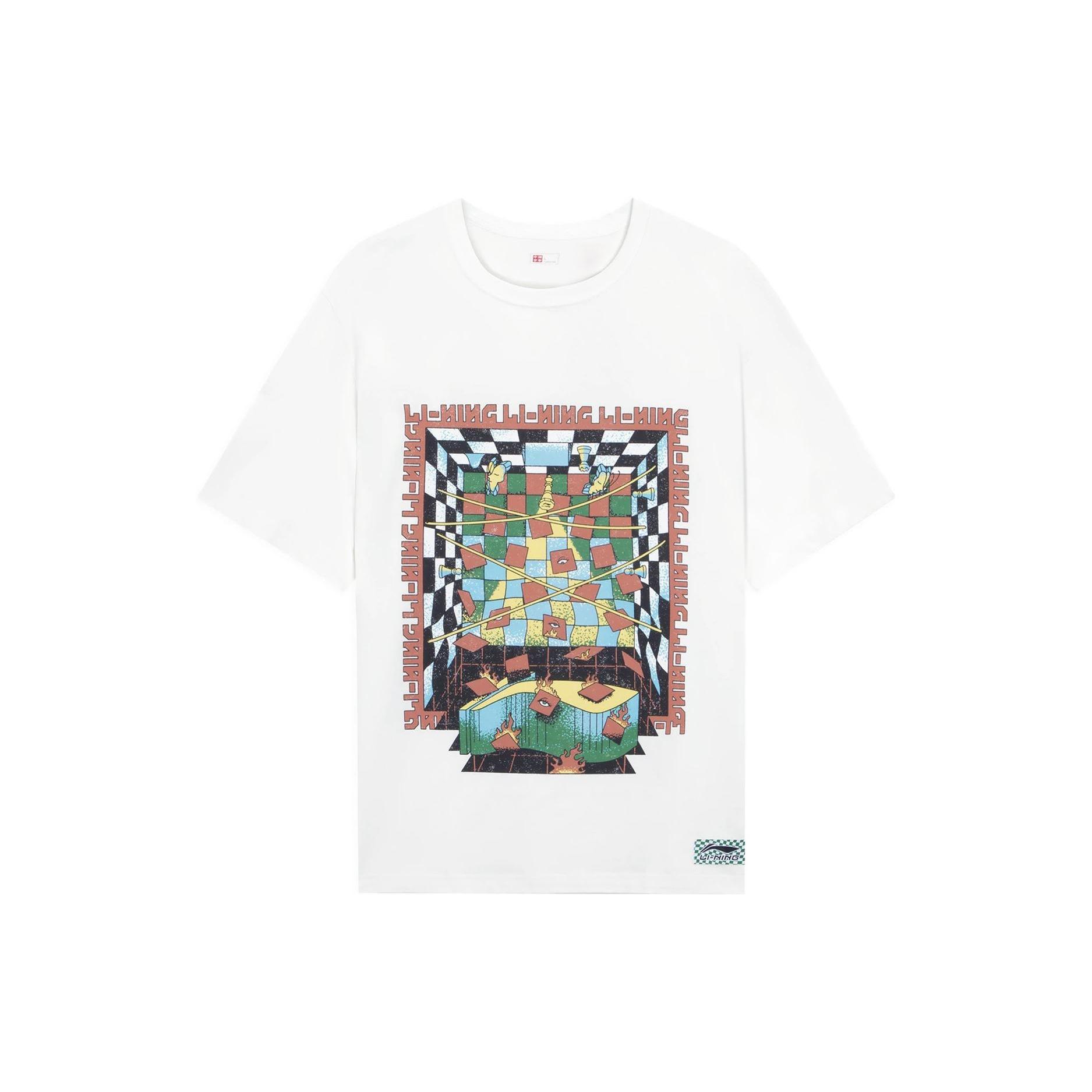 Li-Ning Checkerboard Graphic T-shirt  White  Men s AHSSB15-1 L