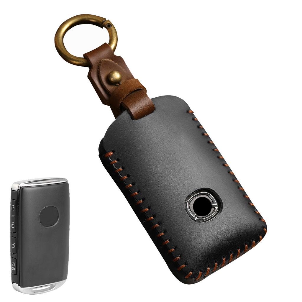 Genuine Leather Key Case Compatible for Mazda, Car Key Protector Japanese Auto Decoration Accessories, Fits 3 & 4 Button Keys