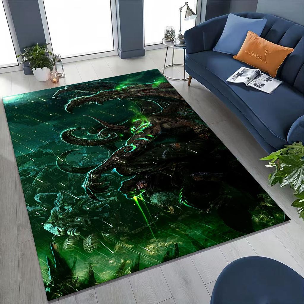 WOW World of Warcraft Arthas Demon Illidan Sylvanas Rug for Bedroom Living Room Sofa Home Doormat Decor, Kids Non-slip Floor Mat