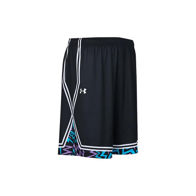 Under Armour Full Print Quick-Dry Short Sleeve Striped Shorts Casual Sports Set Men sets Black 21500531-001+24500211-001