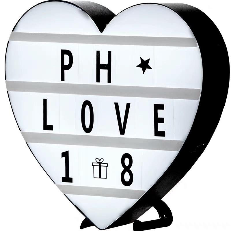 22*22CM USB LED Liebe Herz Nachtlicht Box DIY Buchstaben Symbol Karten Dekoration Lampe Nachricht Bord Leuchtkasten batteriebetriebene Geschenk