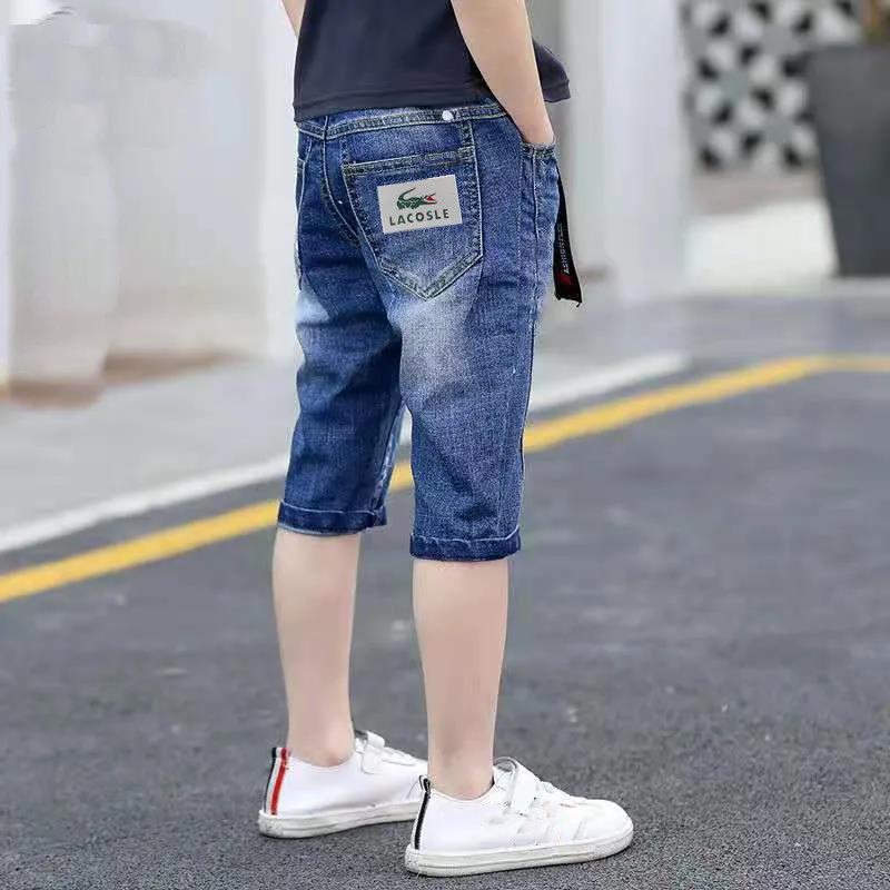 Pantaloni scurți din denim pentru copii Pantaloni în cinci puncte de vară Mici, medii și mari Pantaloni din denim pentru copii, pantaloni tăiați casual, subțiri