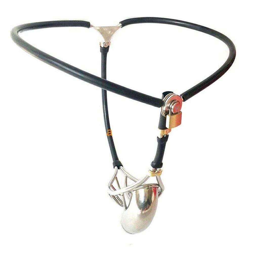 Sex Toys Male Half Hollow Penis Cock Cage Invisible Chastity Belt Stainless Steel Underwear with Anall Plug Stopper Lockable Men