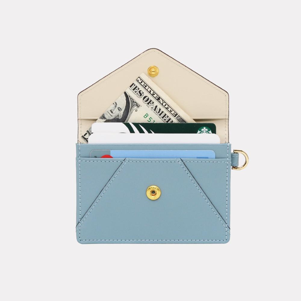 Matt Post Steen Leather Keyring Card Wallet Sky Blue