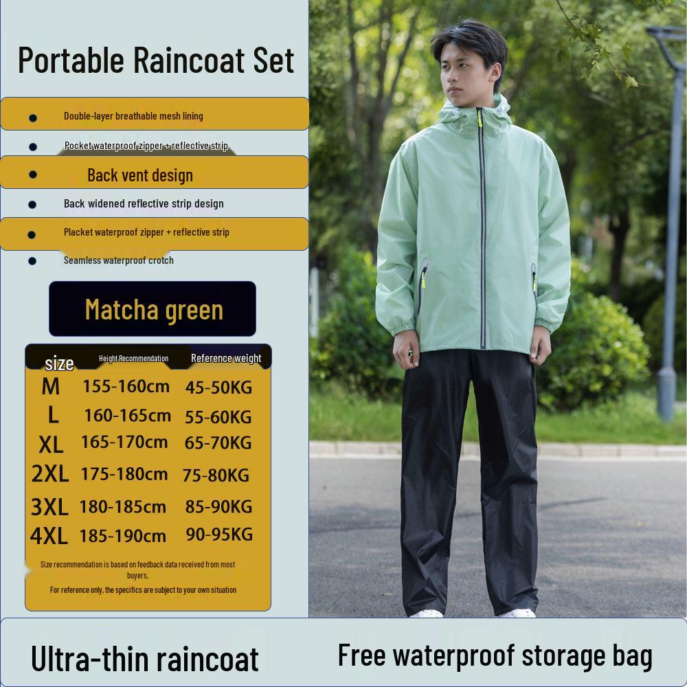 

Унисекс Водонепроницаемый Дождевик и Брюки: Модный, Легкий для Велоспорта и Путешествий X-Large