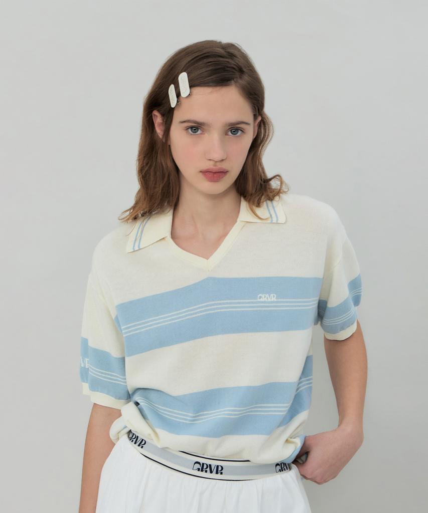 GROVE Elfin Stripe Collar Knit (Ivory)