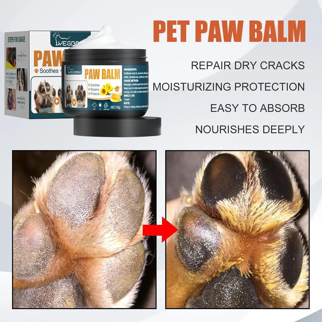 Natural Paw Care Soothing Cream for Pet, Foot Moisturizer, Dry Cracking Skin, Paw Pad, Repairing, Household, Cat and Dog, Winter