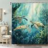 Ocean Turtle Theme Shower Curtain 12 Hooks For Room Home Hotel Washable Window Curtains Bathroom One Piece