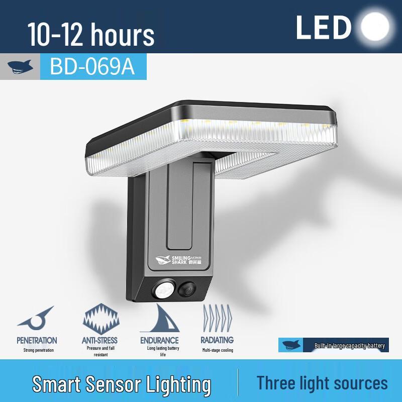 Настенный светильник с датчиком движения на солнечных батареях Smiling Shark BD-069