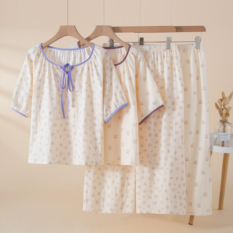 Summer Women's Pajama Ladies' Pajamas Set Short Sleeves+Long Pants Pajamas Spring Sleepwear Homewear Girl's Nightwear