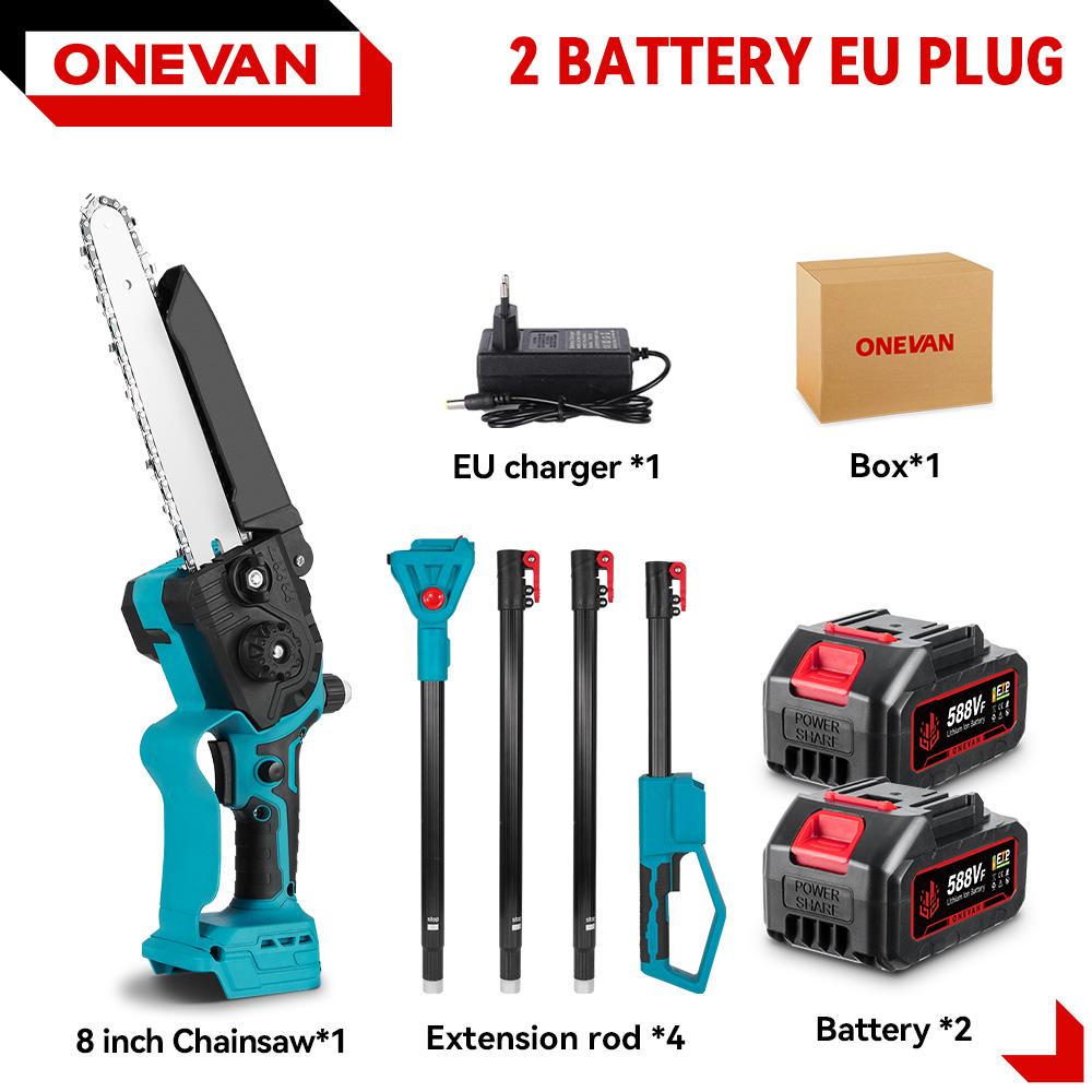 ONEVAN Brushless 4500W Telescoping Pole Electric Chainsaw 8inch 2in1 High Branch Saw Garden Power Tool For 21V 18V Battery