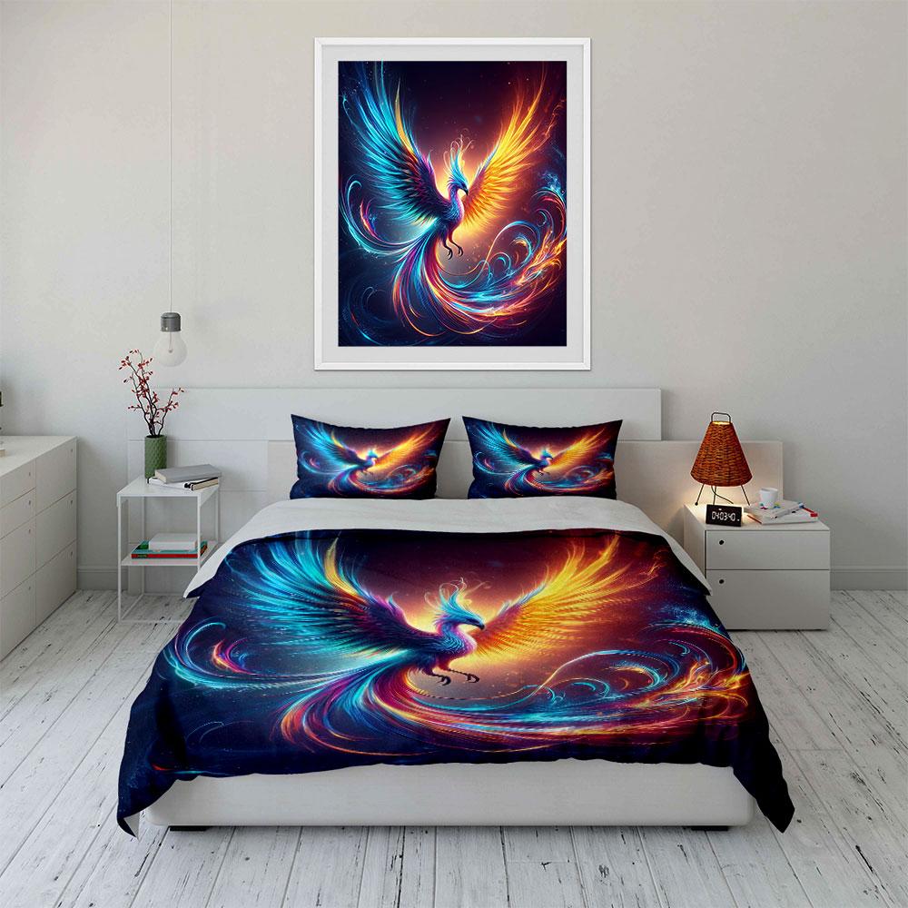 Colorful Phoenix Home Decor Set Soft Comfortable Duvet Cover Bedding Set Included 1*Duvet Cover & 2*Pillowcases, Gift