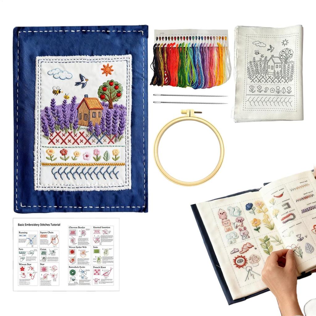 Embroidery Stitch Book for Beginners Creative Sewing Book DIY Stitches Books with Patterns Book Embroidery Sewing Kit