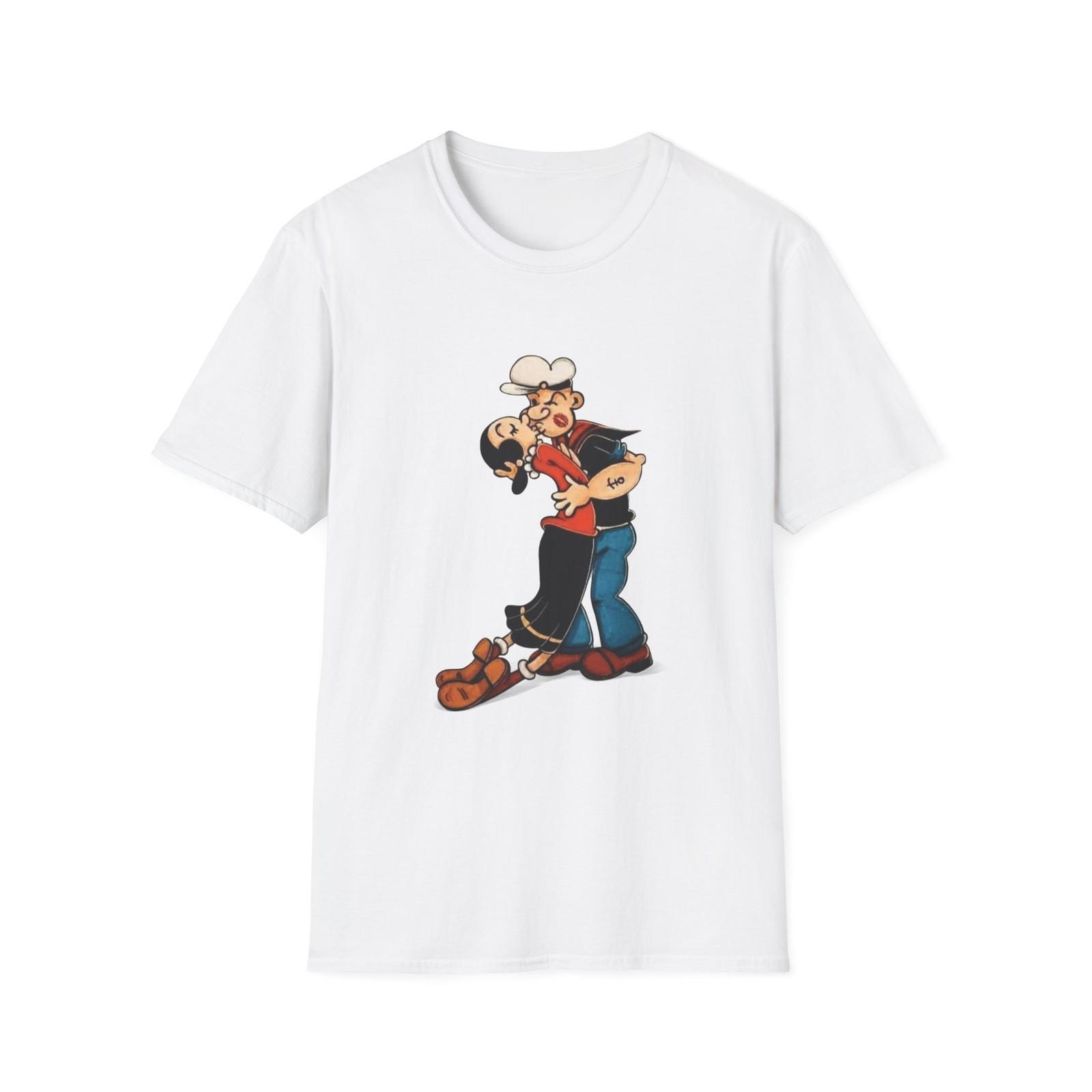 Popeye and Olive Oyl Kiss T-Shirt | Vintage Cartoon Couple Tee S разноцветный