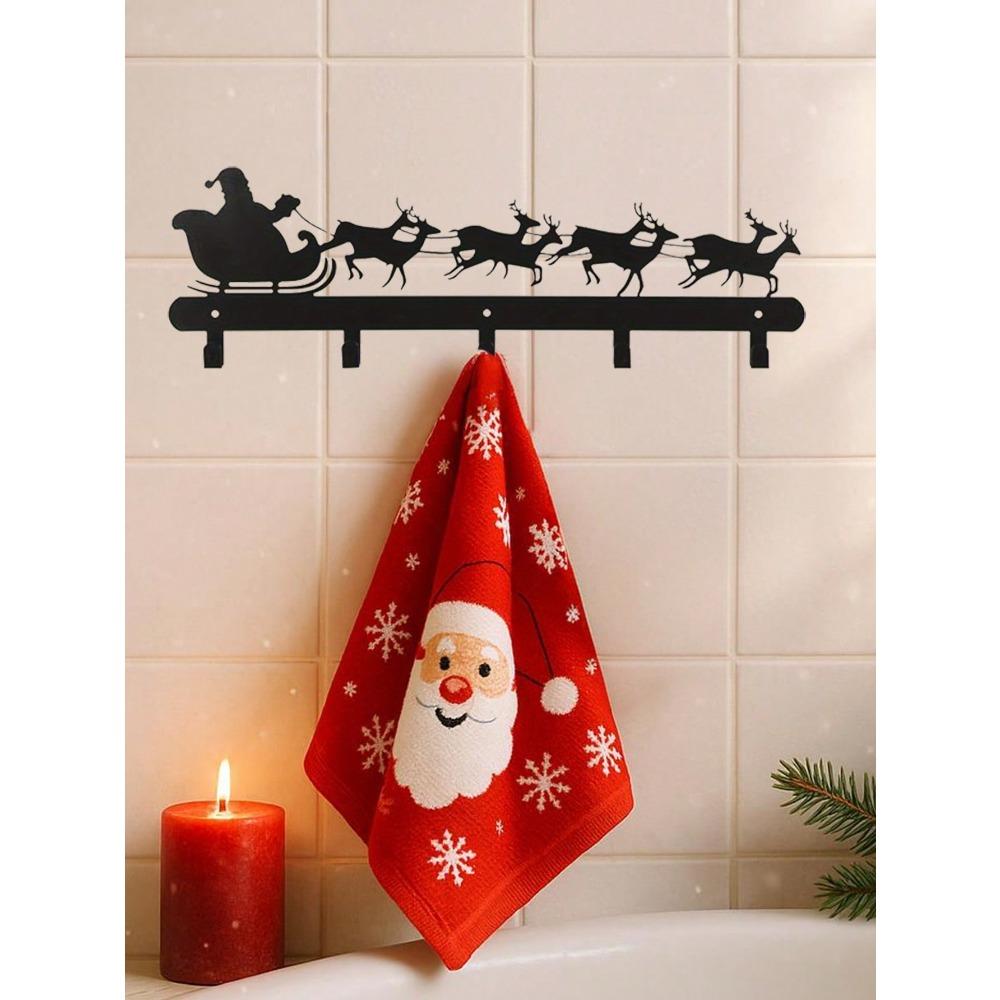 1 szt. Vintage Święty Mikołaj Renifer Sanie Metalowa Sztuka Ścienna, Boże Narodzenie Żelazna Dekoracja Domu Świąteczny Prezent