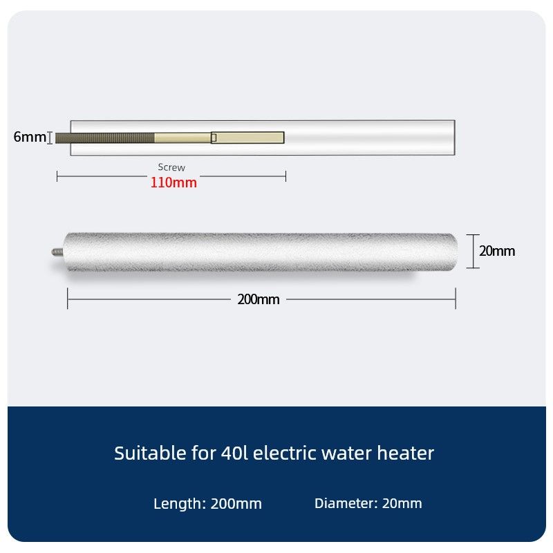 Applicable to Wanjiale Electric Water Heater Magnesium Bar 40/50/60/80L Sewage Outlet Accessories Casting Anode Rod [Applicable to 40L Water Heater] No Nut