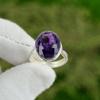 African Amethyst Gemstone 925 Sterling Silver Statement Art Deco Ring Size 6.5