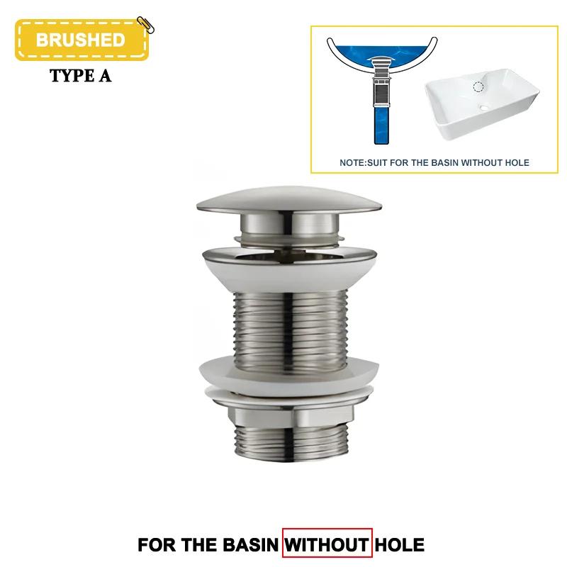 Wash Basin Pop-Up Drain Button Sink Stopper Drainer Siphon Waste Stopper Waste Pipe Drain Brushed Gold Bathroom Accessories