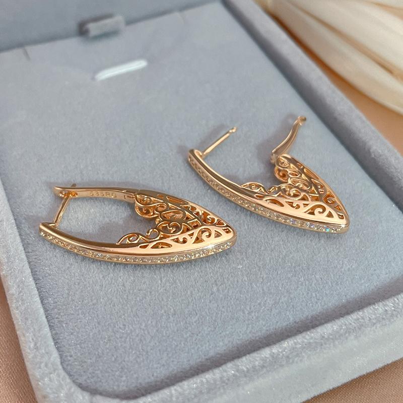 Kinel Rose Gold Long Drop Earrings For Women Luxury Wedding Earrings