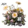 Lifelike Faux Floral Centerpieces Artificial Table Flower Arrangement, Mixed Lily Rose Silk Fake Bouquet, Elegant Vintage Style Decor for Dining